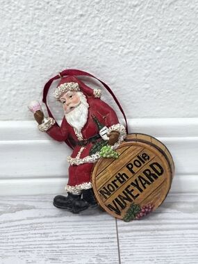 Santa North Pole Vineyard Wine Christmas Ornament